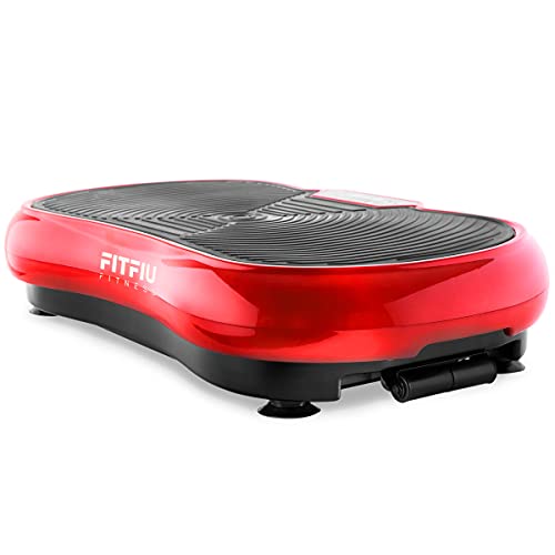 FITFIU Fitness PV-100 - Plataforma Vibratoria Oscilante, con movimiento en 2 planos, 400 W, 99 velocidades, 9 programas predeterminados, 2 cuerdas elásticas, mando, peso máx 150 kg, color Rojo