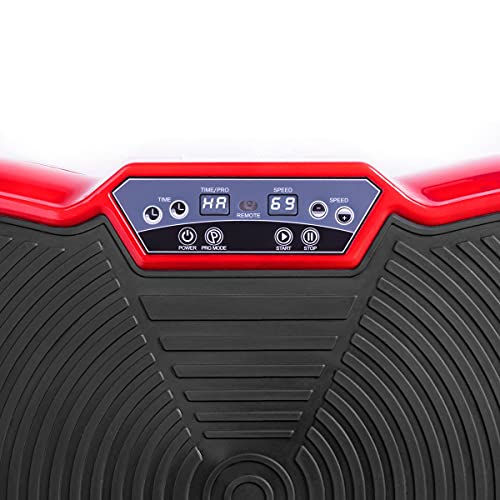 FITFIU Fitness PV-100 - Plataforma Vibratoria Oscilante, con movimiento en 2 planos, 400 W, 99 velocidades, 9 programas predeterminados, 2 cuerdas elásticas, mando, peso máx 150 kg, color Rojo