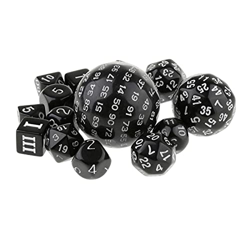 FITYLE Dados poliédricos Juego de 15 Piezas RPG Juegos de Mesa RPG Dados D100 D60 D30 D24 D20 D16 D12 D10 D8 D7 D5 D4 para Juegos de Mesa DND - Blanco