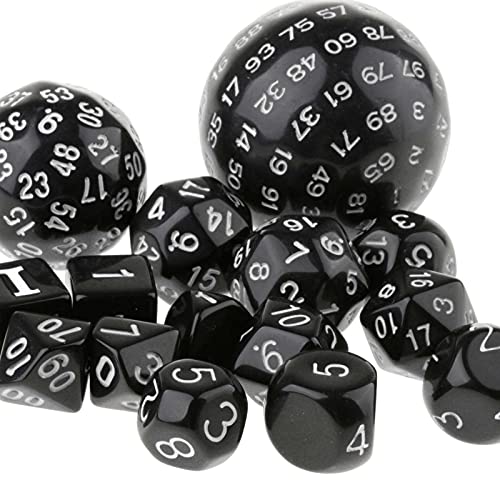 FITYLE Dados poliédricos Juego de 15 Piezas RPG Juegos de Mesa RPG Dados D100 D60 D30 D24 D20 D16 D12 D10 D8 D7 D5 D4 para Juegos de Mesa DND - Blanco