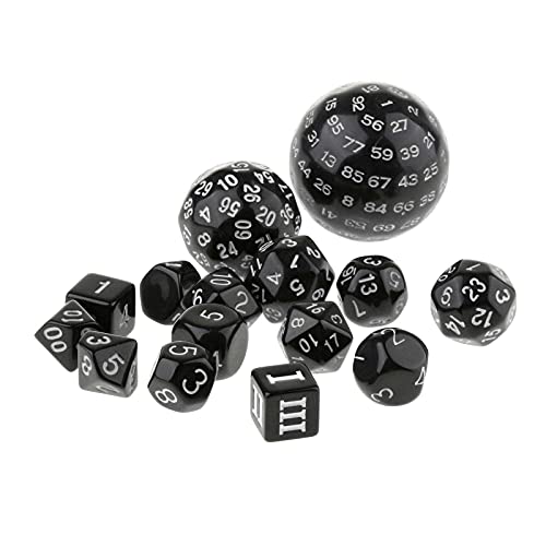 FITYLE Dados poliédricos Juego de 15 Piezas RPG Juegos de Mesa RPG Dados D100 D60 D30 D24 D20 D16 D12 D10 D8 D7 D5 D4 para Juegos de Mesa DND - Blanco