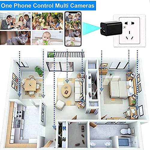 FiveSky Cámara espía Oculta HD 4K con WiFi, Cargador USB, microcámaras, indicador de detección de Movimiento, cámara de vigilancia, Control de aplicación
