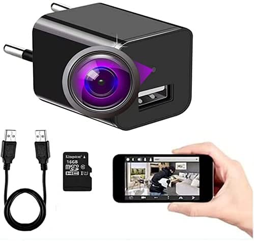 FiveSky Cámara espía Oculta HD 4K con WiFi, Cargador USB, microcámaras, indicador de detección de Movimiento, cámara de vigilancia, Control de aplicación
