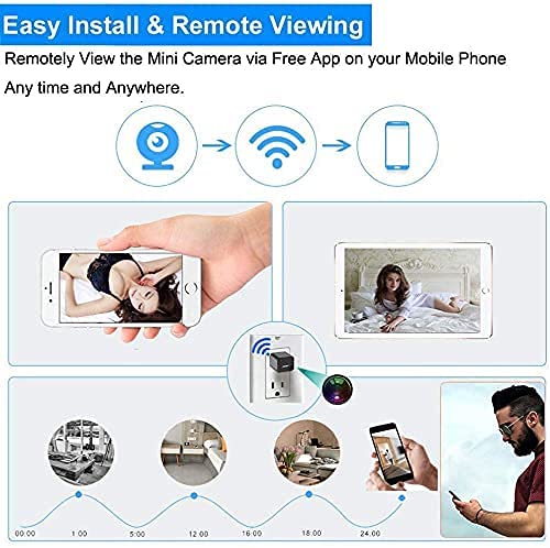 FiveSky Cámara espía Oculta HD 4K con WiFi, Cargador USB, microcámaras, indicador de detección de Movimiento, cámara de vigilancia, Control de aplicación