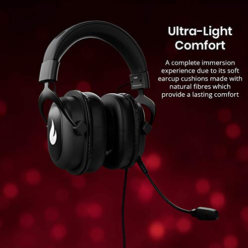 Flamefall Ymir - Auriculares de Gaming HD con Drivers de 53 mm, Micrófono extraíble con cancelación de ruido y Cable reforzado, compatible con PC / PS4 / XBOX / Nintendo Switch (PS4)