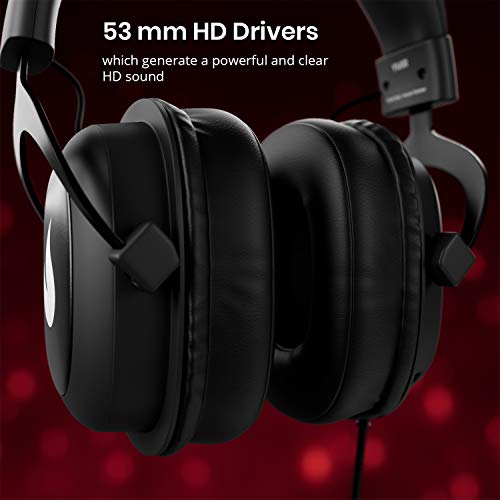 Flamefall Ymir - Auriculares de Gaming HD con Drivers de 53 mm, Micrófono extraíble con cancelación de ruido y Cable reforzado, compatible con PC / PS4 / XBOX / Nintendo Switch (PS4)