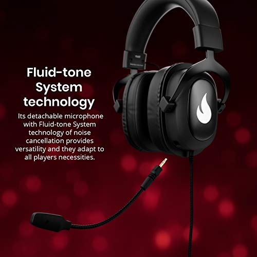 Flamefall Ymir - Auriculares de Gaming HD con Drivers de 53 mm, Micrófono extraíble con cancelación de ruido y Cable reforzado, compatible con PC / PS4 / XBOX / Nintendo Switch (PS4)