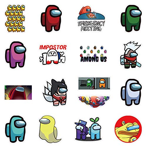 flower205 100 Piezas Among Us Stickers Pegatinas De Doodle Adhesivo De PVC Impermeable Pegatinas De Vinilo De Graffiti Fácil De Usar En Cualquier Superficie Lisa