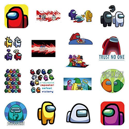 flower205 100 Piezas Among Us Stickers Pegatinas De Doodle Adhesivo De PVC Impermeable Pegatinas De Vinilo De Graffiti Fácil De Usar En Cualquier Superficie Lisa
