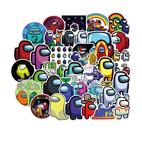 flower205 100 Piezas Among Us Stickers Pegatinas De Doodle Adhesivo De PVC Impermeable Pegatinas De Vinilo De Graffiti Fácil De Usar En Cualquier Superficie Lisa