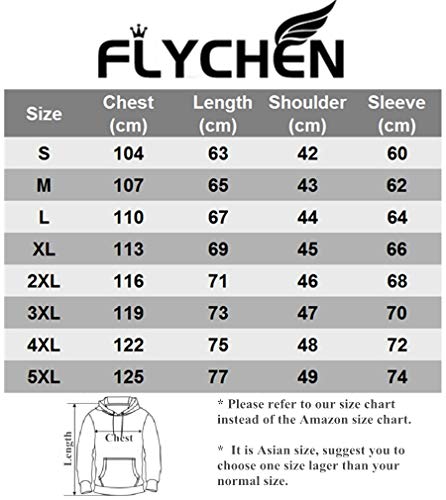 FLYCHEN Sudadera con Capucha para Hombre con 3D Digital Impreso Men's Hoodie Hip Hop - Bolsa - M