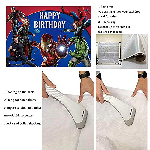 Fondo de superhéroe de Marvel de los Vengadores para niños, tema de superhéroes, suministros de decoración de fiesta de cumpleaños para fotografías, accesorios de estudio (2,1 m x 1,5 m)