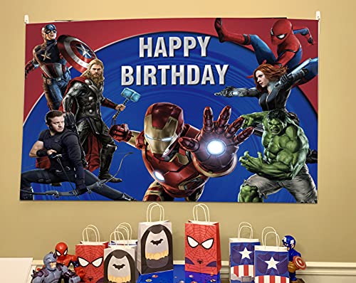 Fondo de superhéroe de Marvel de los Vengadores para niños, tema de superhéroes, suministros de decoración de fiesta de cumpleaños para fotografías, accesorios de estudio (2,1 m x 1,5 m)