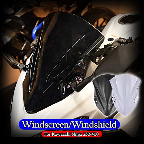 For Kawasaki Ninja 400 2018-2020 Motocicleta PC de alta calidad de plástico Parabrisas Deflectores de viento deflectores con soporte (fumar)