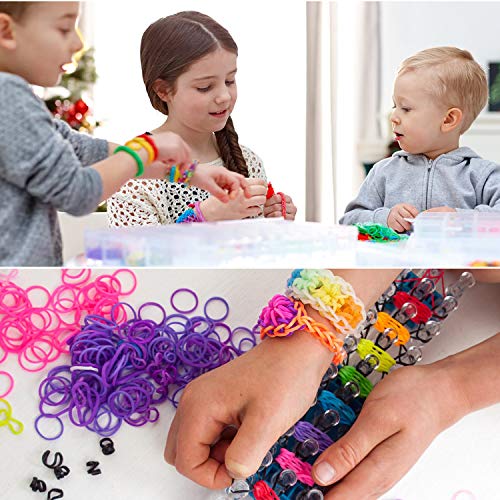 FORMIZON DIY Pulseras Gomas, 4400 Kit Completo, 22 Colores, Kit de Bandas Trenzadas Brazaletes y Juguetes, Juego Creativo para Niños