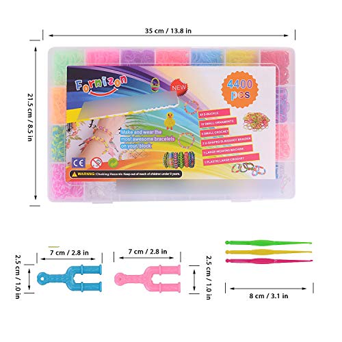 FORMIZON DIY Pulseras Gomas, 4400 Kit Completo, 22 Colores, Kit de Bandas Trenzadas Brazaletes y Juguetes, Juego Creativo para Niños