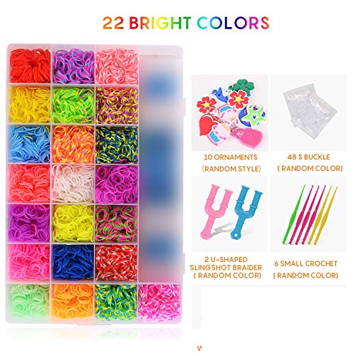 FORMIZON DIY Pulseras Gomas, 4400 Kit Completo, 22 Colores, Kit de Bandas Trenzadas Brazaletes y Juguetes, Juego Creativo para Niños