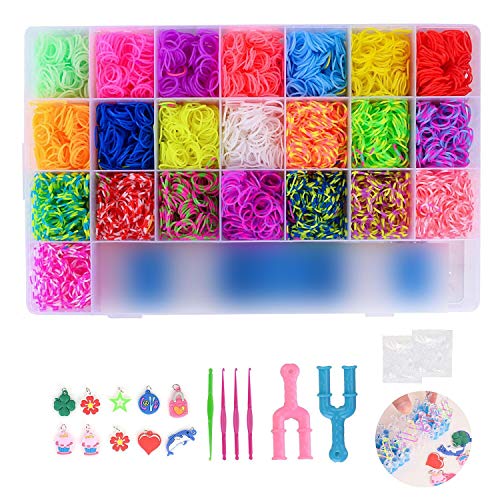 FORMIZON DIY Pulseras Gomas, 4400 Kit Completo, 22 Colores, Kit de Bandas Trenzadas Brazaletes y Juguetes, Juego Creativo para Niños