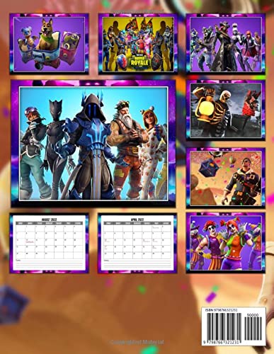Fortnitҽ 2022 Calendar: Video Game Mini Planner Jan 2022 to Dec 2022 PLUS 6 Extra Months Of 2023 | Pictures Gift Idea For Gaming Lovers Boys Men Kalendar calendario calendrier