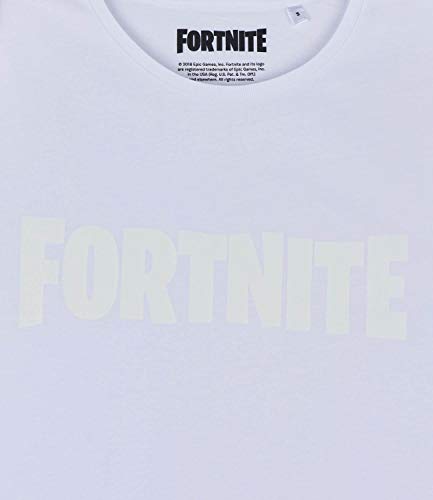 Fortnite Camiseta Mangas Cortas para Hombres (L, Blanco)