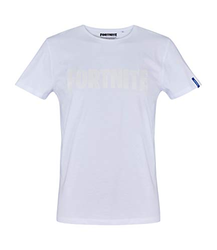 Fortnite Camiseta Mangas Cortas para Hombres (L, Blanco)