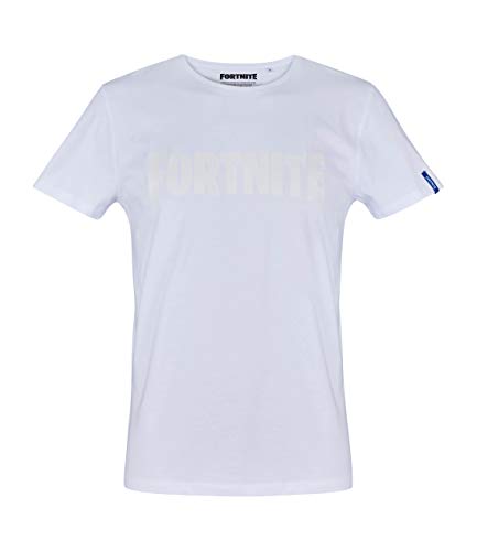 Fortnite Camiseta Mangas Cortas para Hombres (L, Blanco)