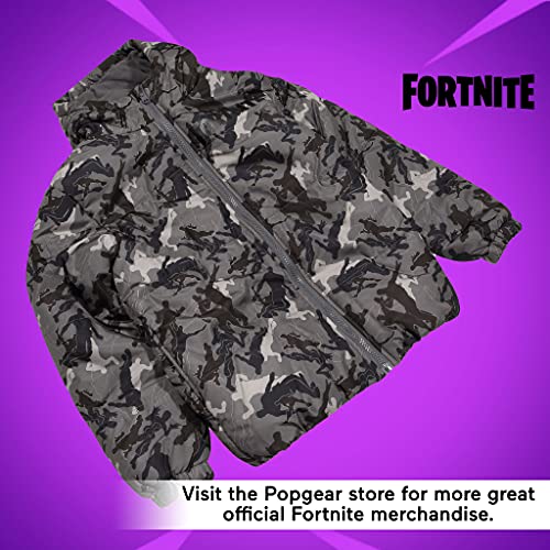 Fortnite Camo Dancing Emotes - Chaqueta de puffa para niños | Producto oficial | Equipo de jugador, abrigo escolar, idea de regalo para niños, gris, 10-11 Años