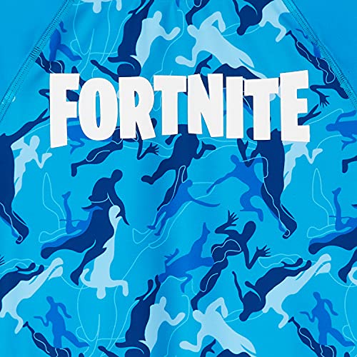 Fortnite Conjunto Bañador Niño, Traje De Baño De Dos Piezas, Regalo para Niños, Tallas 7-14 Años (11-12 años, Camo Azul)