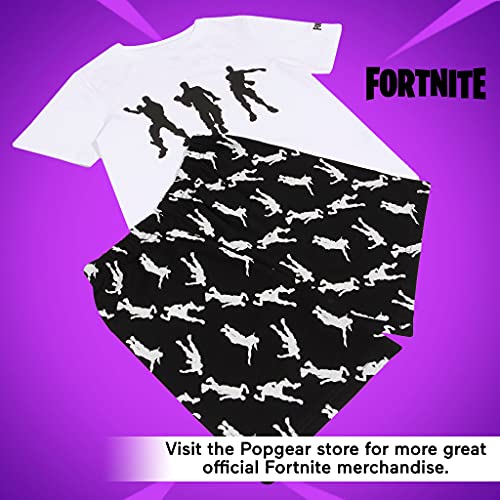 Fortnite Dancing Emotes Boys Short Pyjamas Set White/Black Juegos de Pijama, Blanco/Negro, 12-13 Años para Niños