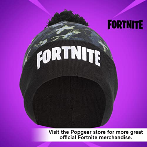 Fortnite Emotes Camo Girls Beanie with Pom | Official Merchandise Gorras de Calavera, Negro, Talla única para Niñas