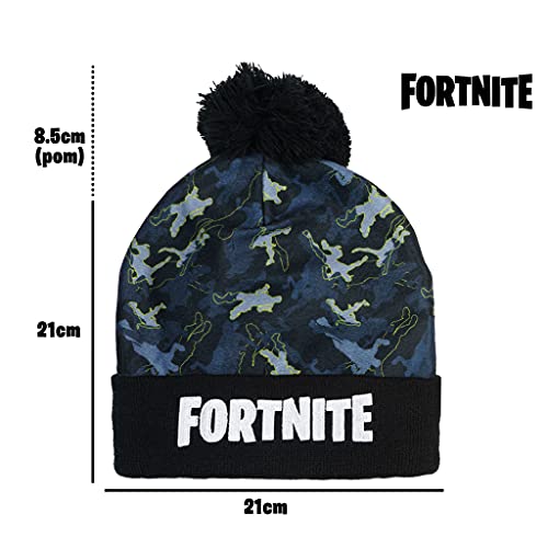 Fortnite Emotes Camo Girls Beanie with Pom | Official Merchandise Gorras de Calavera, Negro, Talla única para Niñas