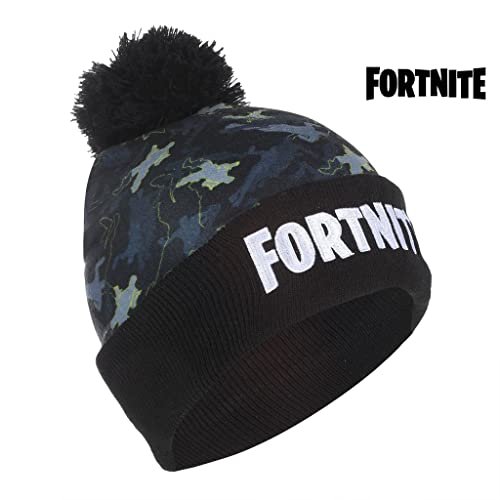 Fortnite Emotes Camo Girls Beanie with Pom | Official Merchandise Gorras de Calavera, Negro, Talla única para Niñas