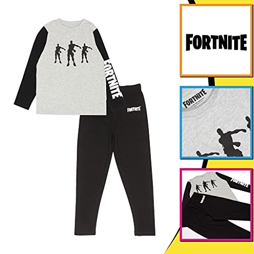 Fortnite Flossing Emotes Boys Long Pyjamas Set Black/Heather Grey Juego de Pijama, Negro/Gris Jaspeado, 13-14 Years para Niños
