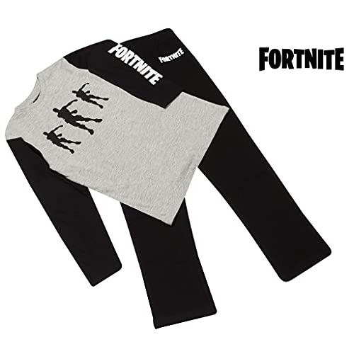 Fortnite Flossing Emotes Boys Long Pyjamas Set Black/Heather Grey Juego de Pijama, Negro/Gris Jaspeado, 13-14 Years para Niños