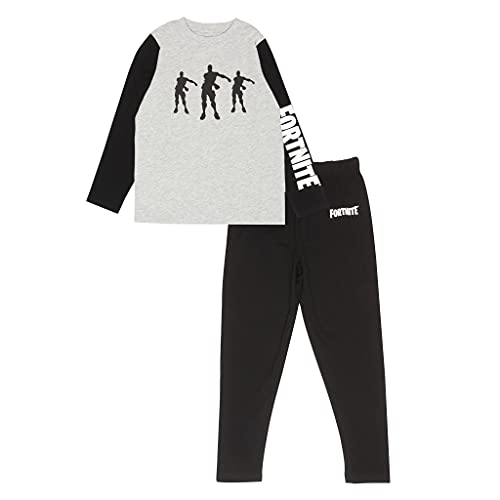 Fortnite Flossing Emotes Boys Long Pyjamas Set Black/Heather Grey Juego de Pijama, Negro/Gris Jaspeado, 13-14 Years para Niños