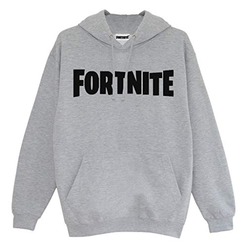 Fortnite Logotipo del Texto Hombres Sudadera con Capucha suéter Cuero Gris L | Interruptor Xbox PS4 PS5 para Hombre Camisa con Capucha, Idea Gamer Regalo de cumpleaños para los individuos
