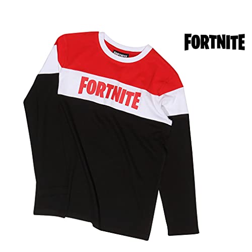 Fortnite Sudadera con cuello redondo para niña con logo de texto | Producto oficial, rojo/negro, 8-9 años