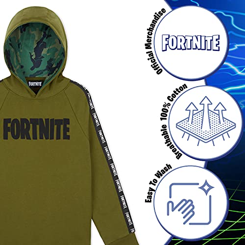 Fortnite Sudadera Niño, Ropa para Niño De Videojuego, Sudadera con Capucha para Niños, Gamer Regalos 7-15 Años (Caqui, 11-12 años)