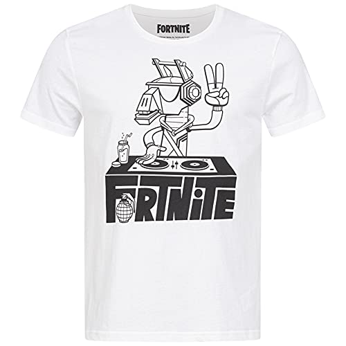 Fortnte DJ Logo Camiseta para hombre + adolescentes blanco - negro, Blanco, XXL