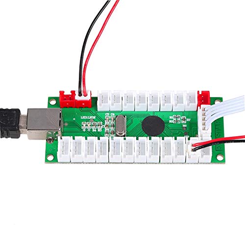 Fosiya Codificador USB Zero Delay Arcade PC a Joystick para proyectos Windows & Linux & MAME & Raspberry Pi Retropie (2 Player 5pin Joystick + Happ Style Buttons)