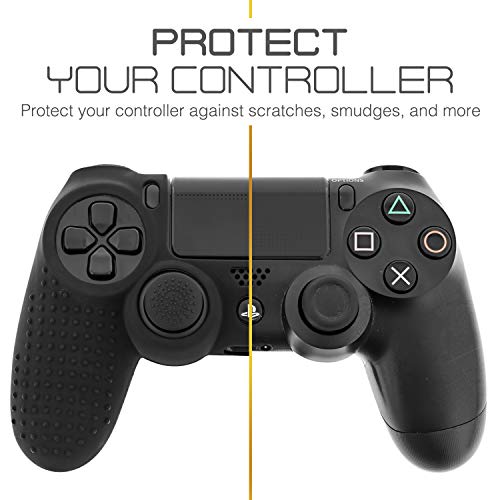 Fosmon Controlador PS4 DualShock 4 Skin Funda Protectora Antideslizante de Agarre para Sony PS4/PS4 Slim/PS4 Pro Controller (8 empuñaduras de Pulgar / 4 Pares) - Negro