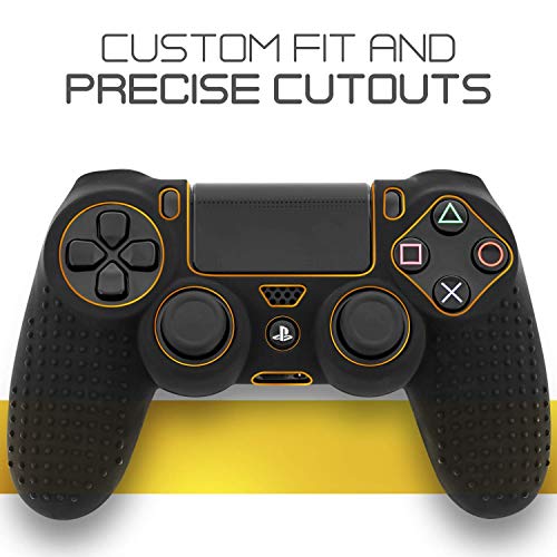 Fosmon Controlador PS4 DualShock 4 Skin Funda Protectora Antideslizante de Agarre para Sony PS4/PS4 Slim/PS4 Pro Controller (8 empuñaduras de Pulgar / 4 Pares) - Negro