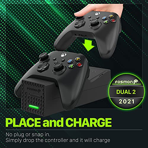 Fosmon Dual Base de Cargador Compatible con Mando Xbox Series X/S 2020 (No para Xbox One / 360), (Doble Estación) Estación de Carga Rápida con 2X 1000mAh Ni-MH Batería Recargable - Negro