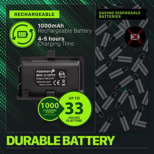 Fosmon Dual Base de Cargador Compatible con Mando Xbox Series X/S 2020 (No para Xbox One / 360), (Doble Estación) Estación de Carga Rápida con 2X 1000mAh Ni-MH Batería Recargable - Negro