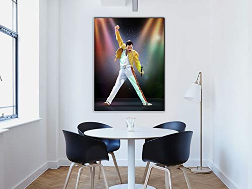 Foto Canvas Cuadro Freddie Mercury Decoración Pared | Lienzos Grandes De Arte Moderno para El Hogar | 75 x 100 cm Listos para Colgar sobre Bastidor De Madera 3.6 CM