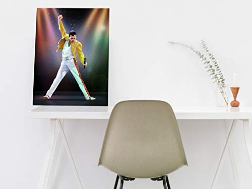 Foto Canvas Cuadro Freddie Mercury Decoración Pared | Lienzos Grandes De Arte Moderno para El Hogar | 75 x 100 cm Listos para Colgar sobre Bastidor De Madera 3.6 CM