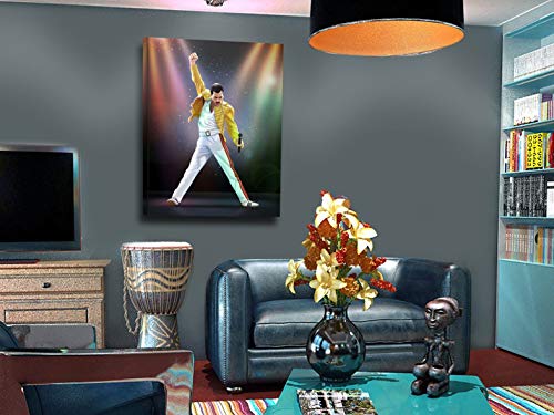 Foto Canvas Cuadro Freddie Mercury Decoración Pared | Lienzos Grandes De Arte Moderno para El Hogar | 75 x 100 cm Listos para Colgar sobre Bastidor De Madera 3.6 CM