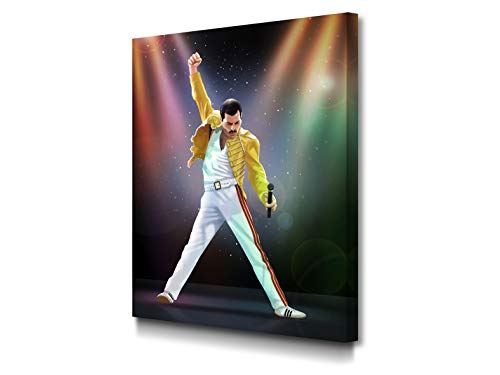 Foto Canvas Cuadro Freddie Mercury Decoración Pared | Lienzos Grandes De Arte Moderno para El Hogar | 75 x 100 cm Listos para Colgar sobre Bastidor De Madera 3.6 CM