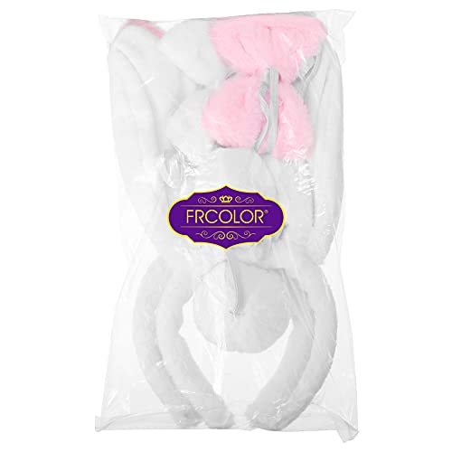 FRCOLOR Juego de disfraz de conejo con orejas de conejo, diadema y cola de pajarita para Halloween, accesorios de fiesta de Pascua, 2 juegos