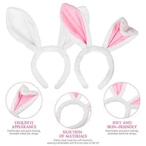 FRCOLOR Juego de disfraz de conejo con orejas de conejo, diadema y cola de pajarita para Halloween, accesorios de fiesta de Pascua, 2 juegos